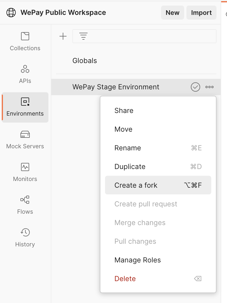 Fork the WePay Stage Environment