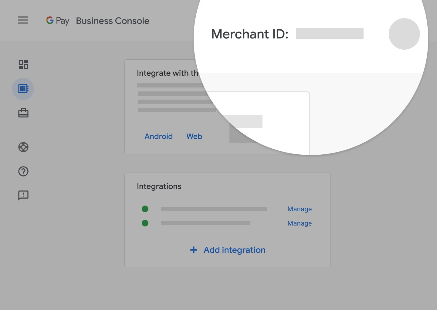 An image showing where to find the Google Merchant ID.