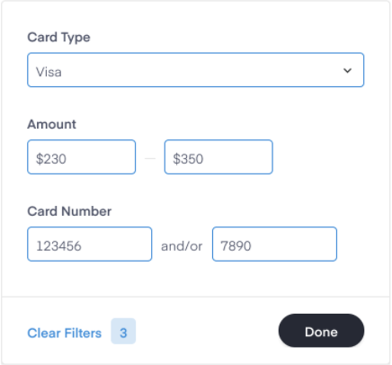 How to filter transactions by card brand
