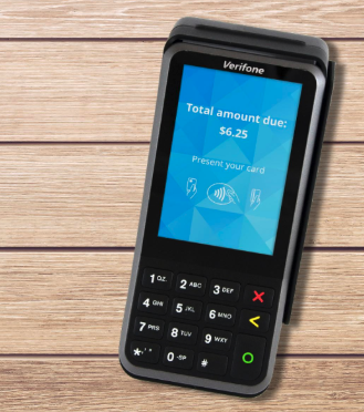 Product image of the VeriFone V400m Terminal device.